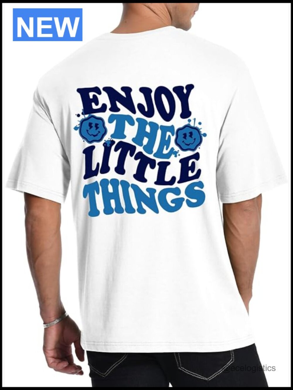Men's Graphic Tee Smile Letter Print Short Sleeve Cotton Casual Top